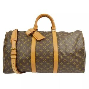 Louis Vuitton Keepall 50 Bandouliere Brown Monogram Duffel 843SD